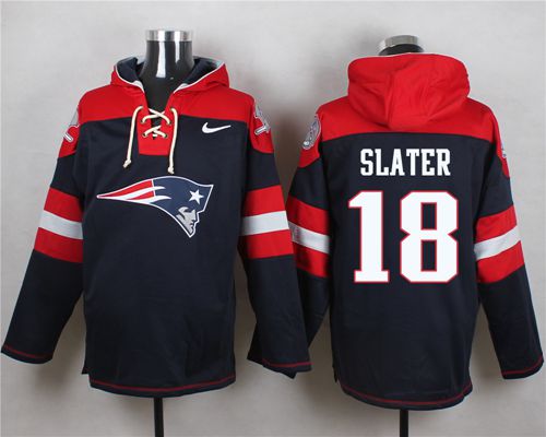 Nike Patriots #18 Matt Slater Navy Blue Player Pullover NFL Hoodie - Click Image to Close